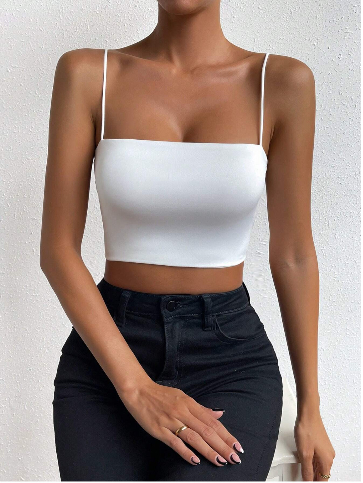 White Relaxiva Solid Crop Cami Top Sz XXS XS S M L