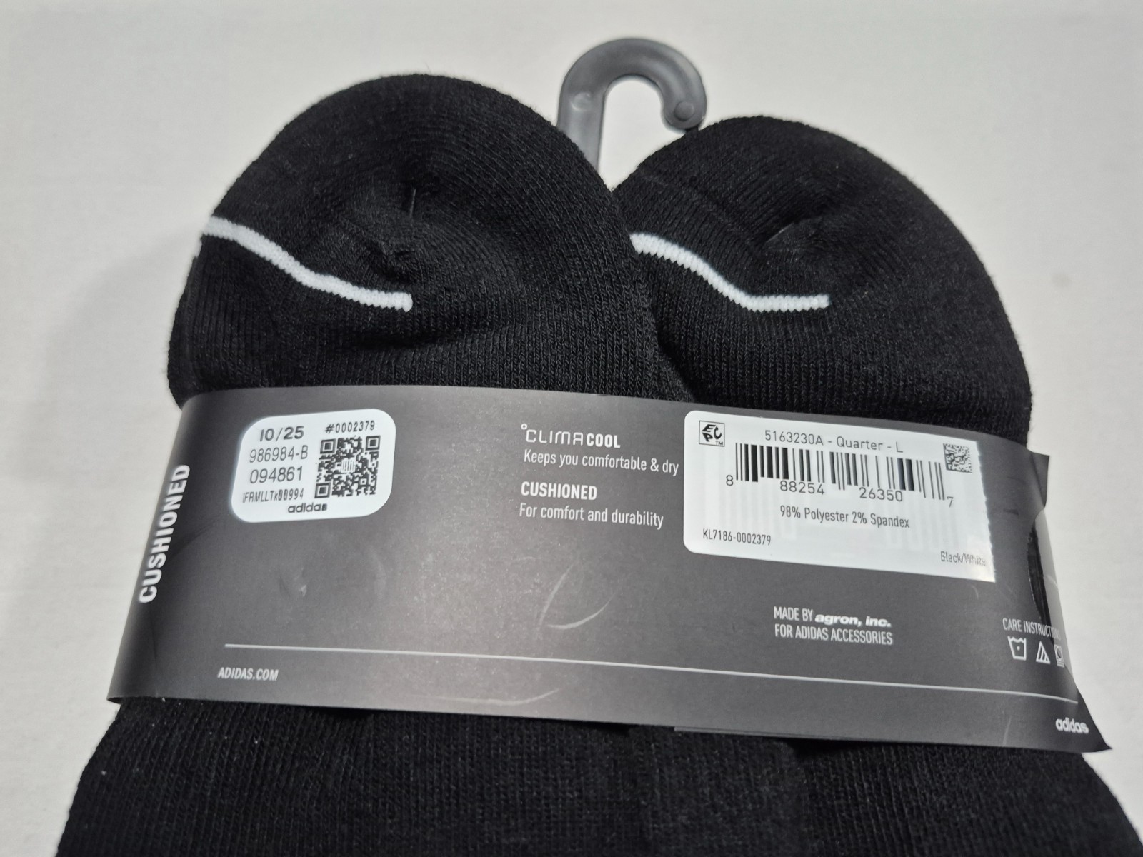 Adidas Men’s Clima Cool Cushioned Quarter Sports Comfort 6 Pairs Socks SZ 8-12