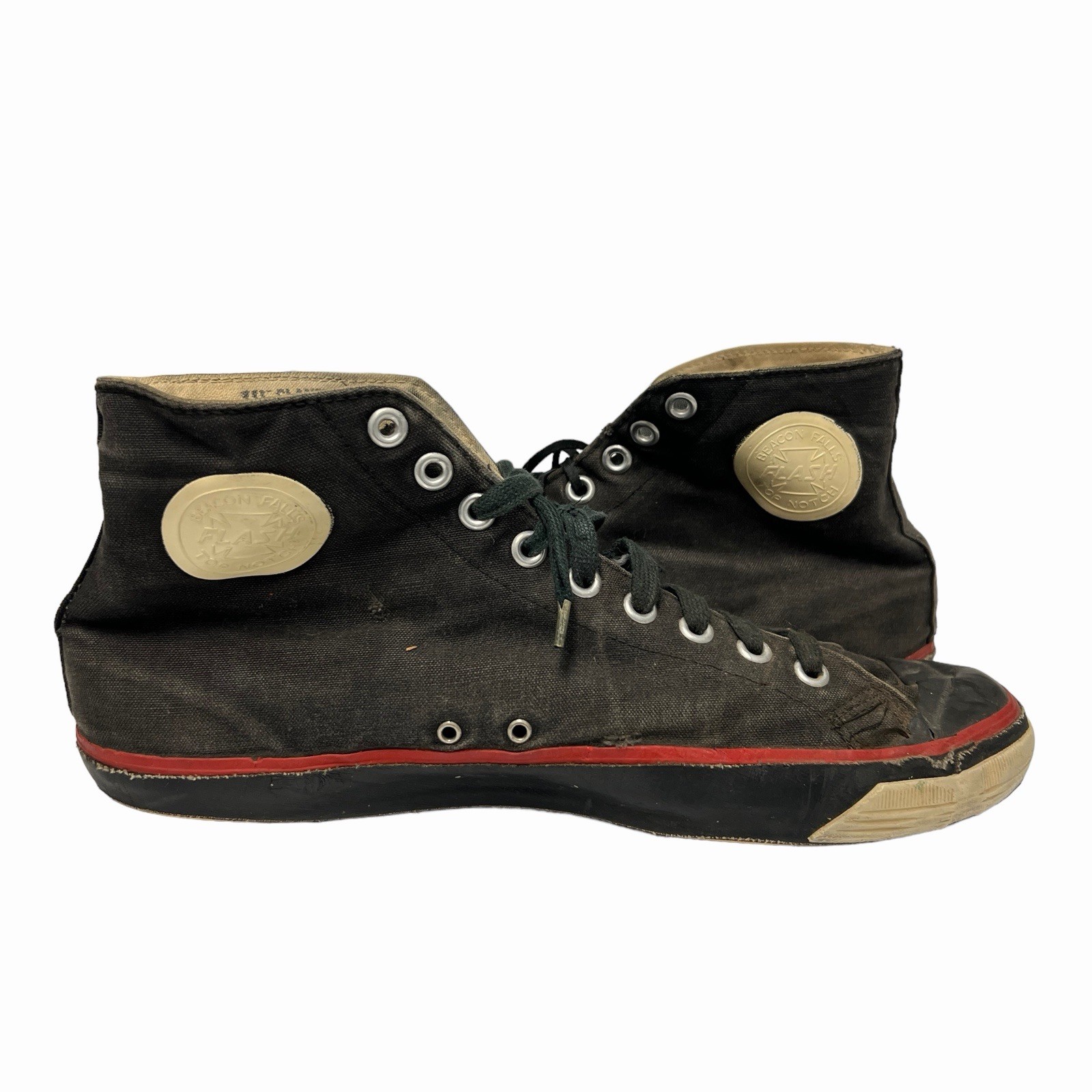 Vintage 50s Beacon Falls Top Notch FLASH High Top Black Red Basketball Shoes 10M