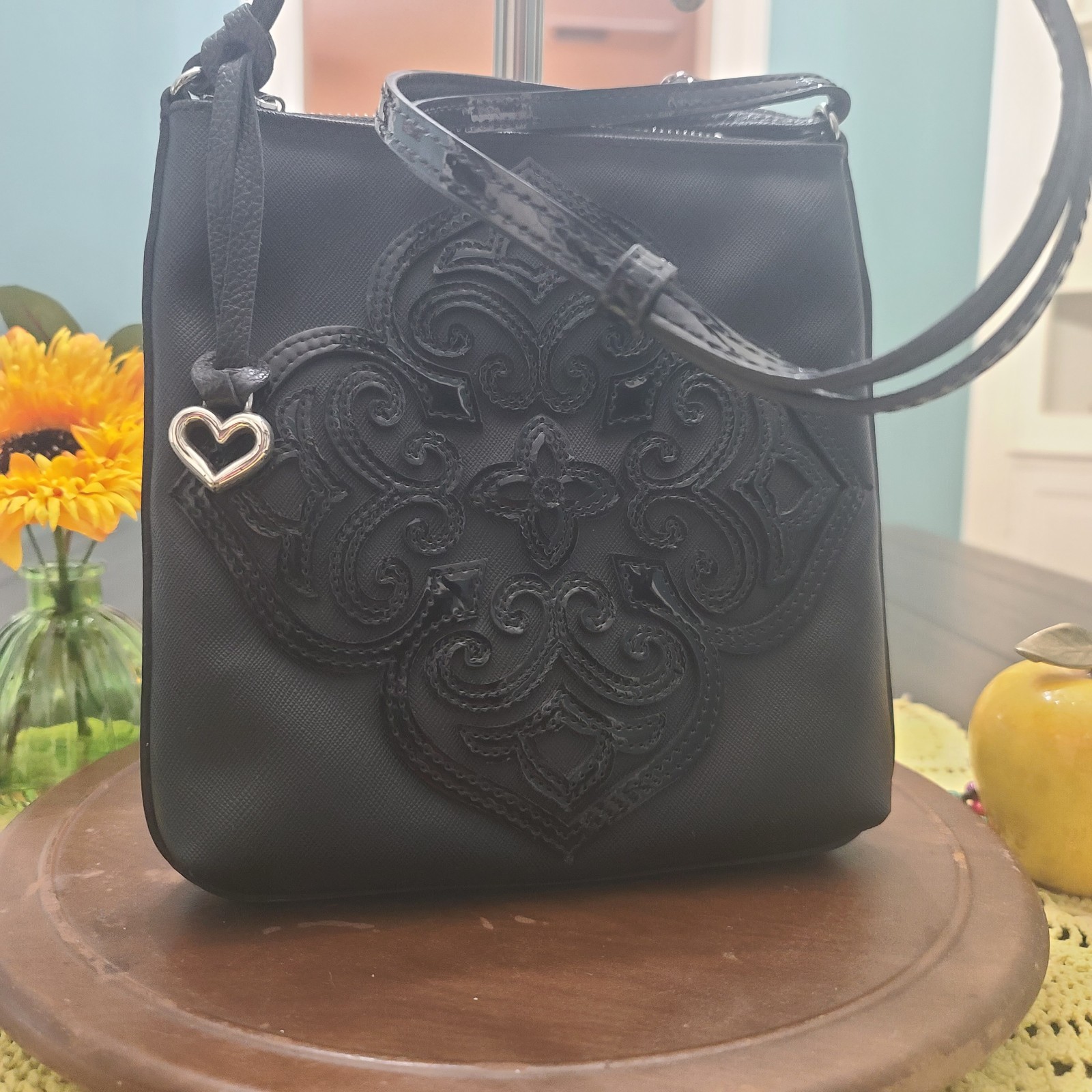 Brighton Leather Coated Canvas Casablanca Kenna Medallion Messenger Bag