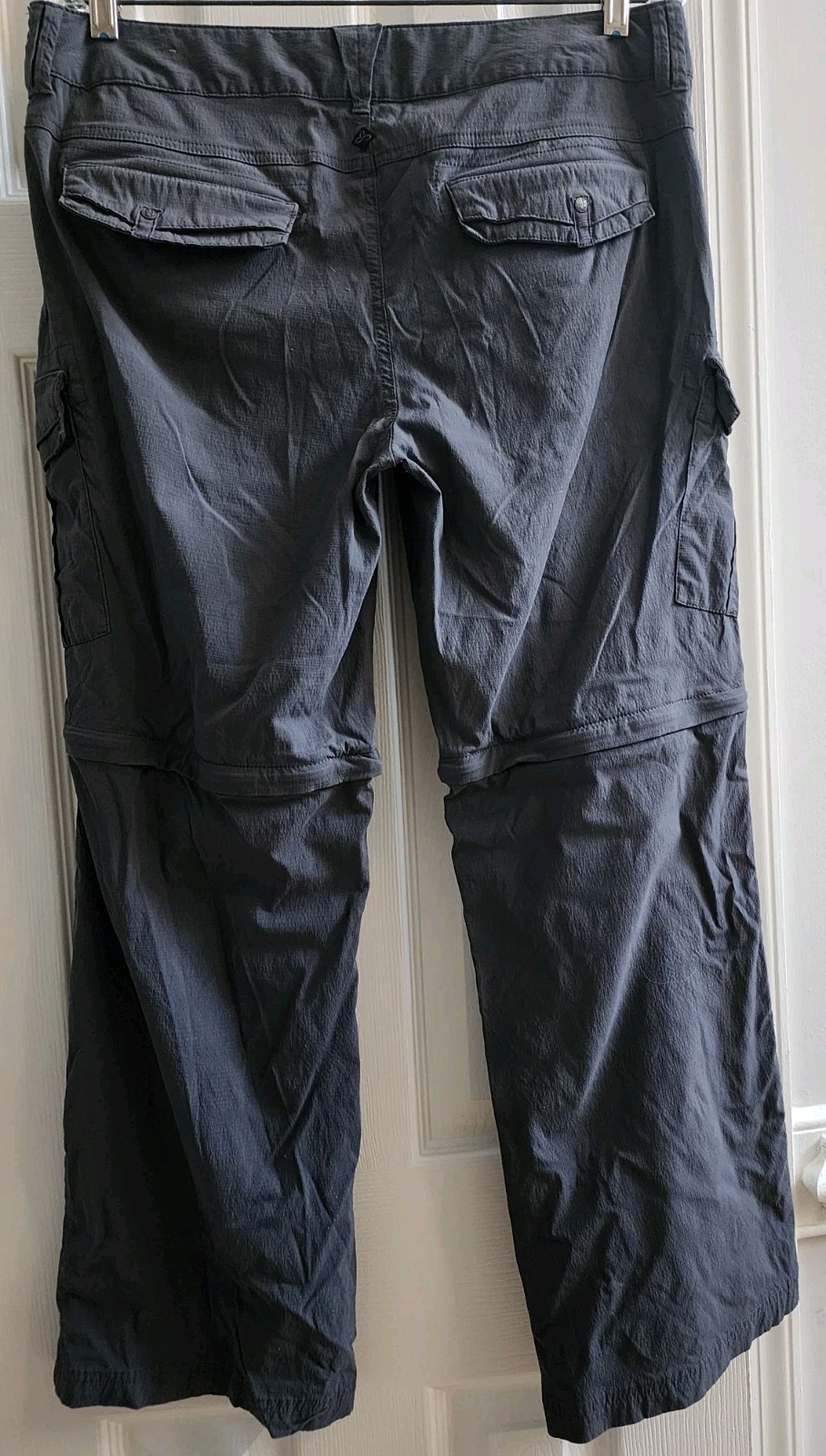 Prana Convertible Zip Off Roll-Up Legs Hiking Pants Gray Nylon Stretch Womens 12