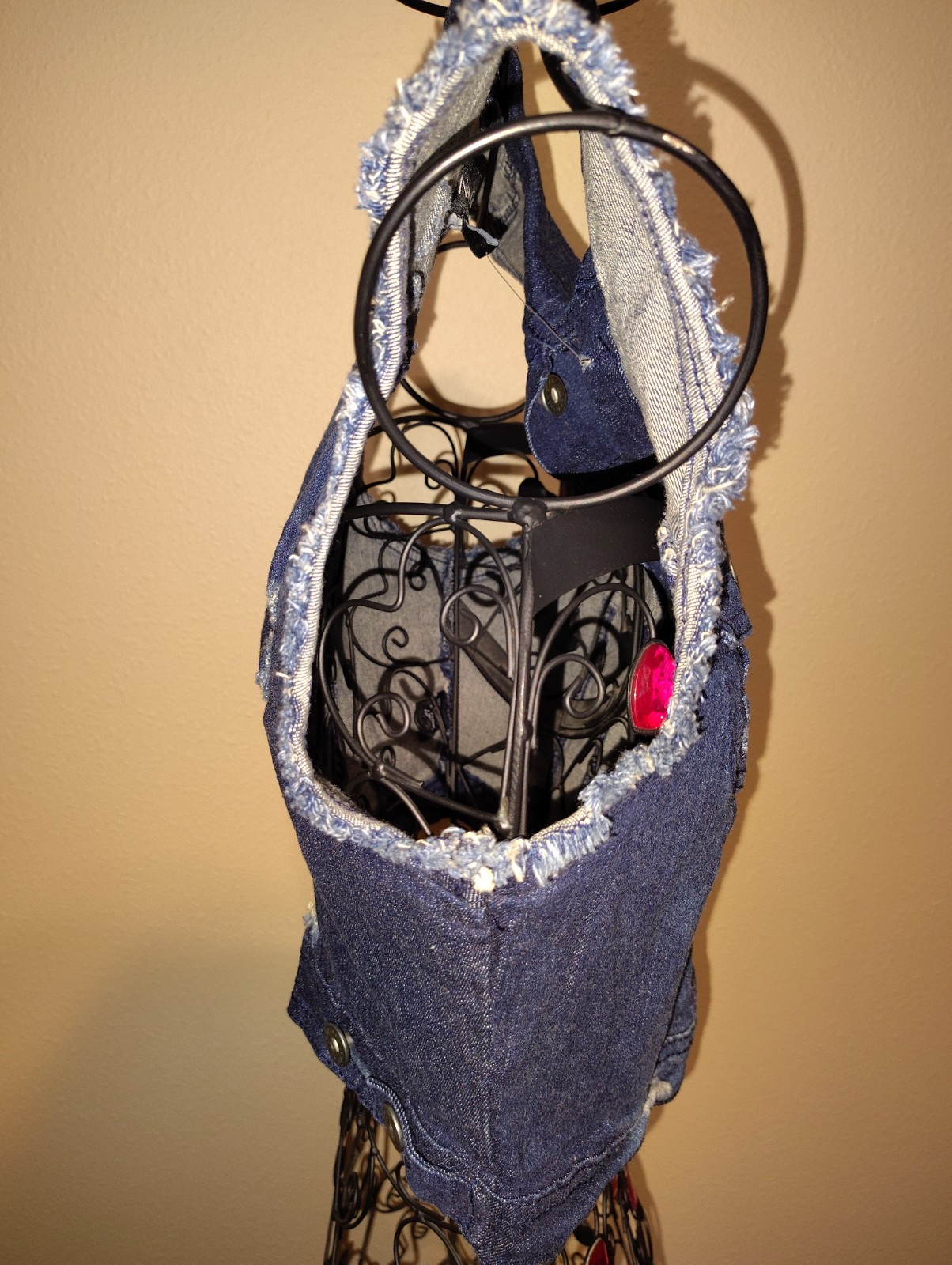 NWT New Look Distressed Denim Vest Cropped Frayed Jean Top Size S #2