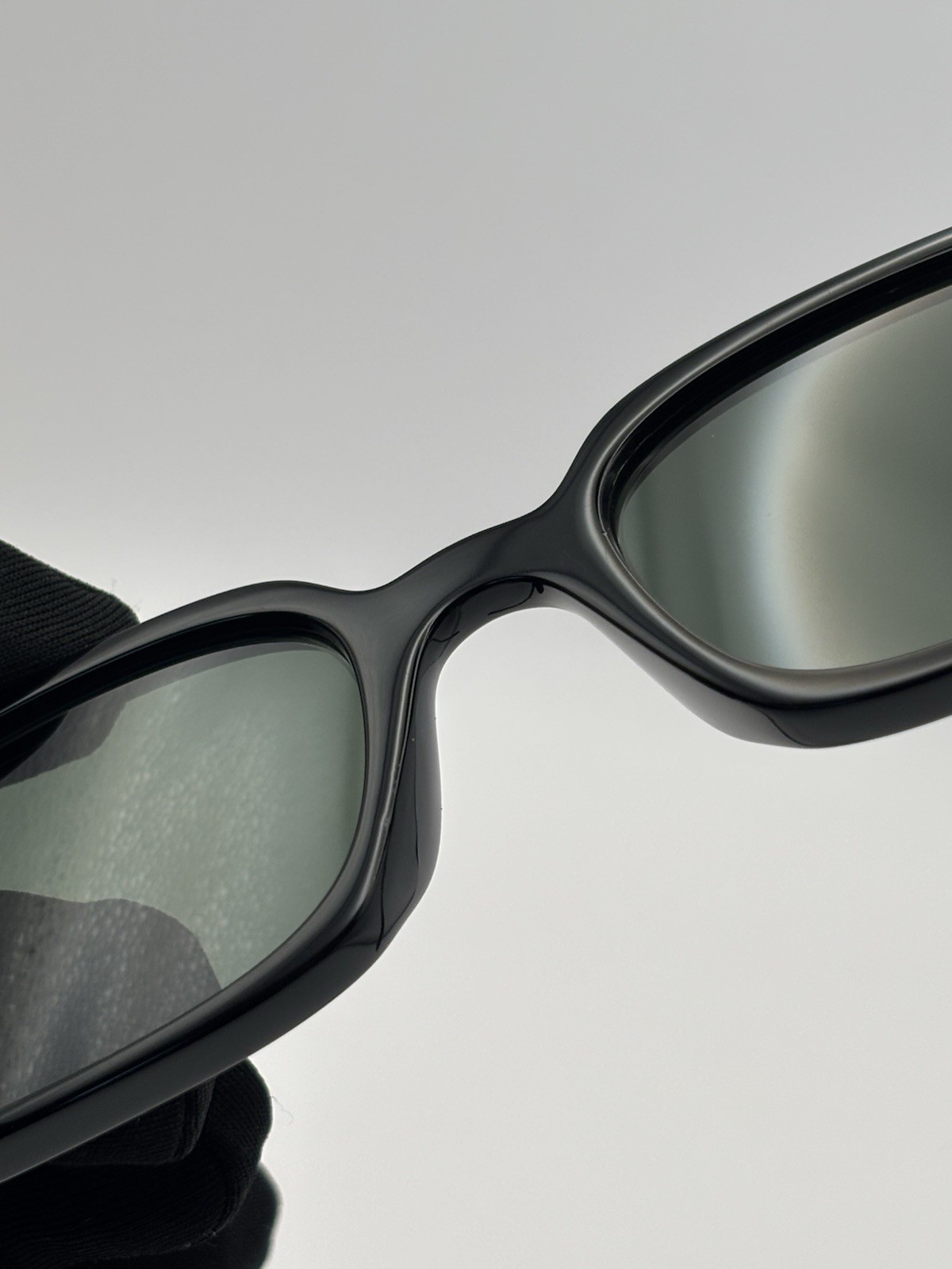 Ray-Ban RB4455 Zuri Rectangle Sunglasses Black Plastic Frame Green Tinted 145mm