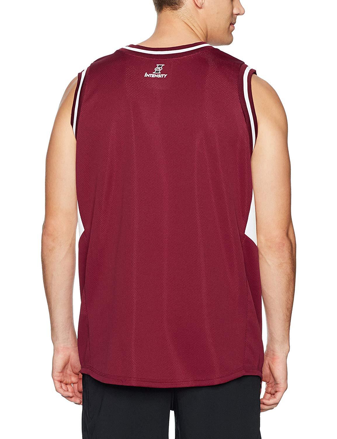Intensity Men’s Flatback Mesh Basketball Jersey, Cardinal & White, Medium