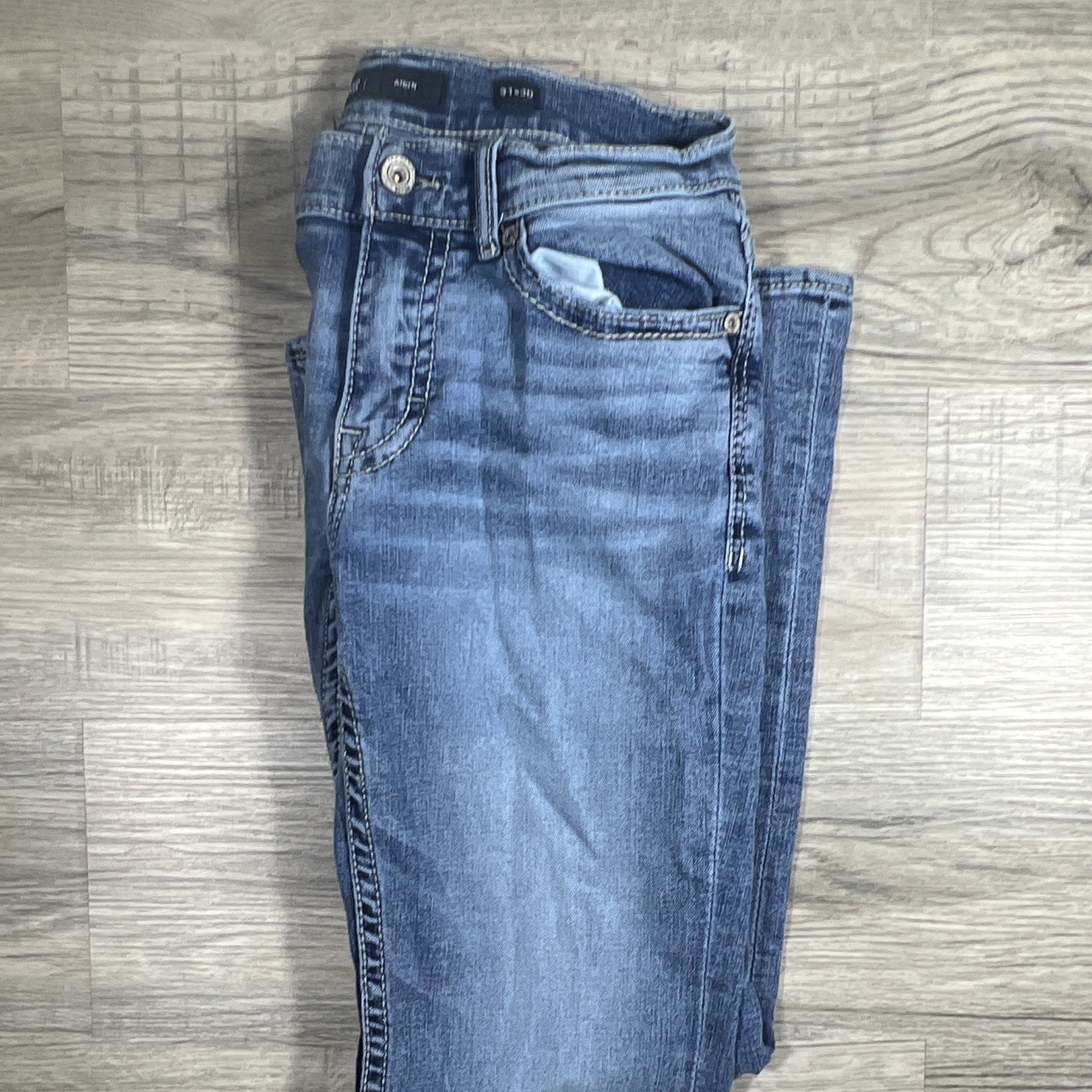 BKE Men’s Blue Bootcut Slim Mid Rise Medium Wash Denim Jeans Zip Button