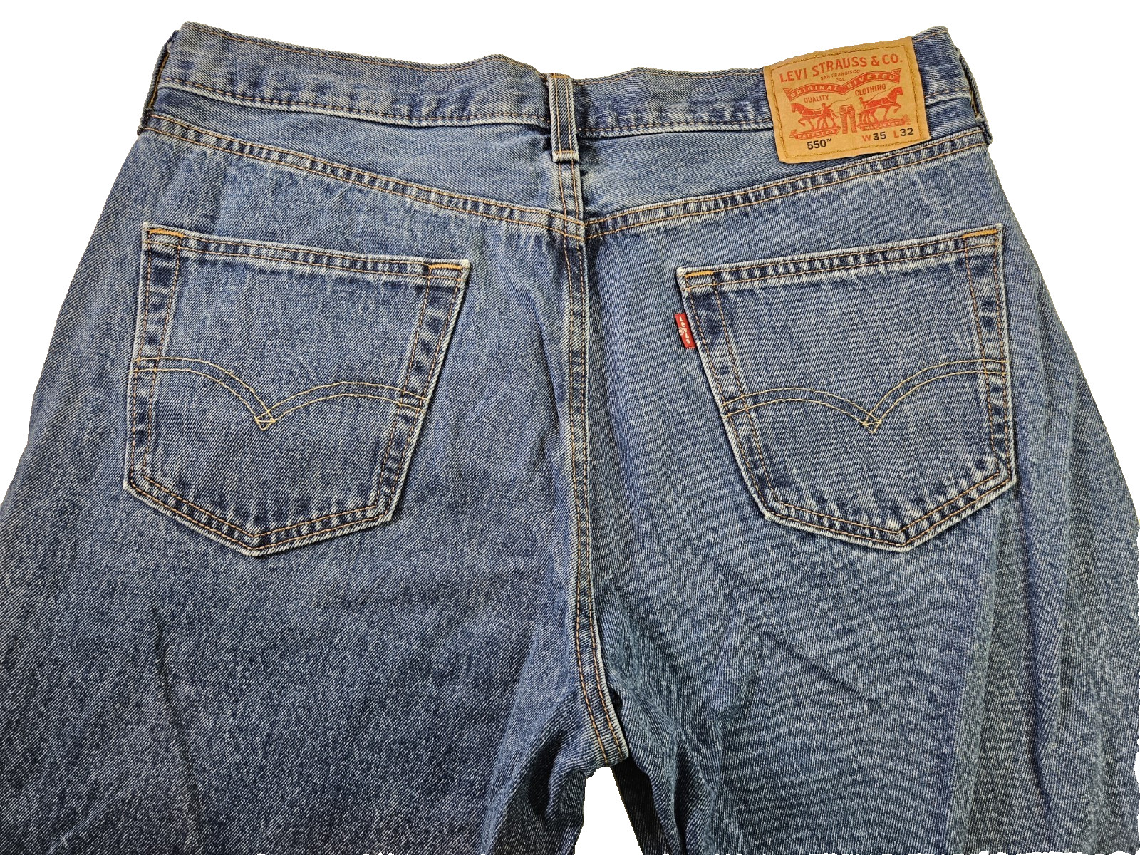 Levi’s 550 Relaxed Straight Jeans Men 35×32 Medium Wash Denim Cotton Heavy
