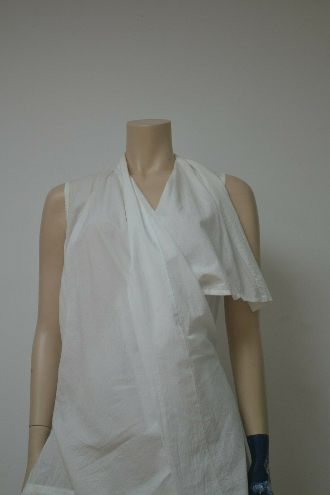 Ann Demeulemeester White Linen Tunic Tie Dress, Size 40, Tie Closures