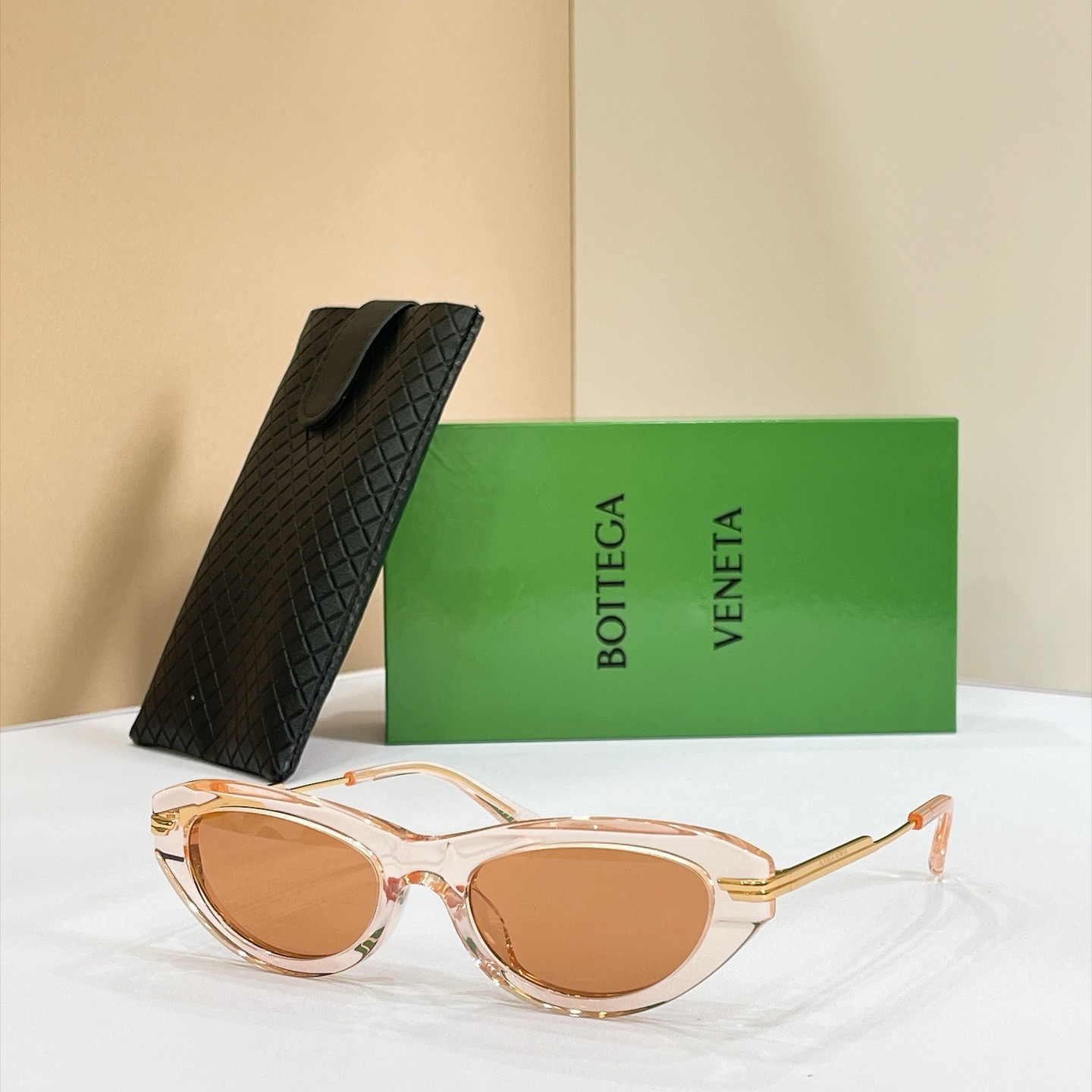 Bottega Veneta Unisex Sunglasses BV1368S 53-19-140 Pink Gold Brown Lens