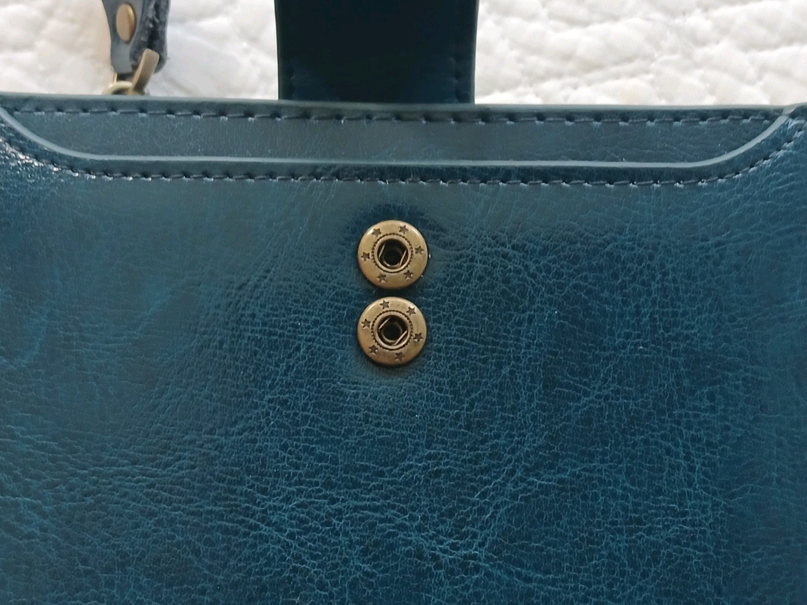 GOIACII Small Women Wallet Genuine Leather RFID Blocking A01 Wax Peacock Blue