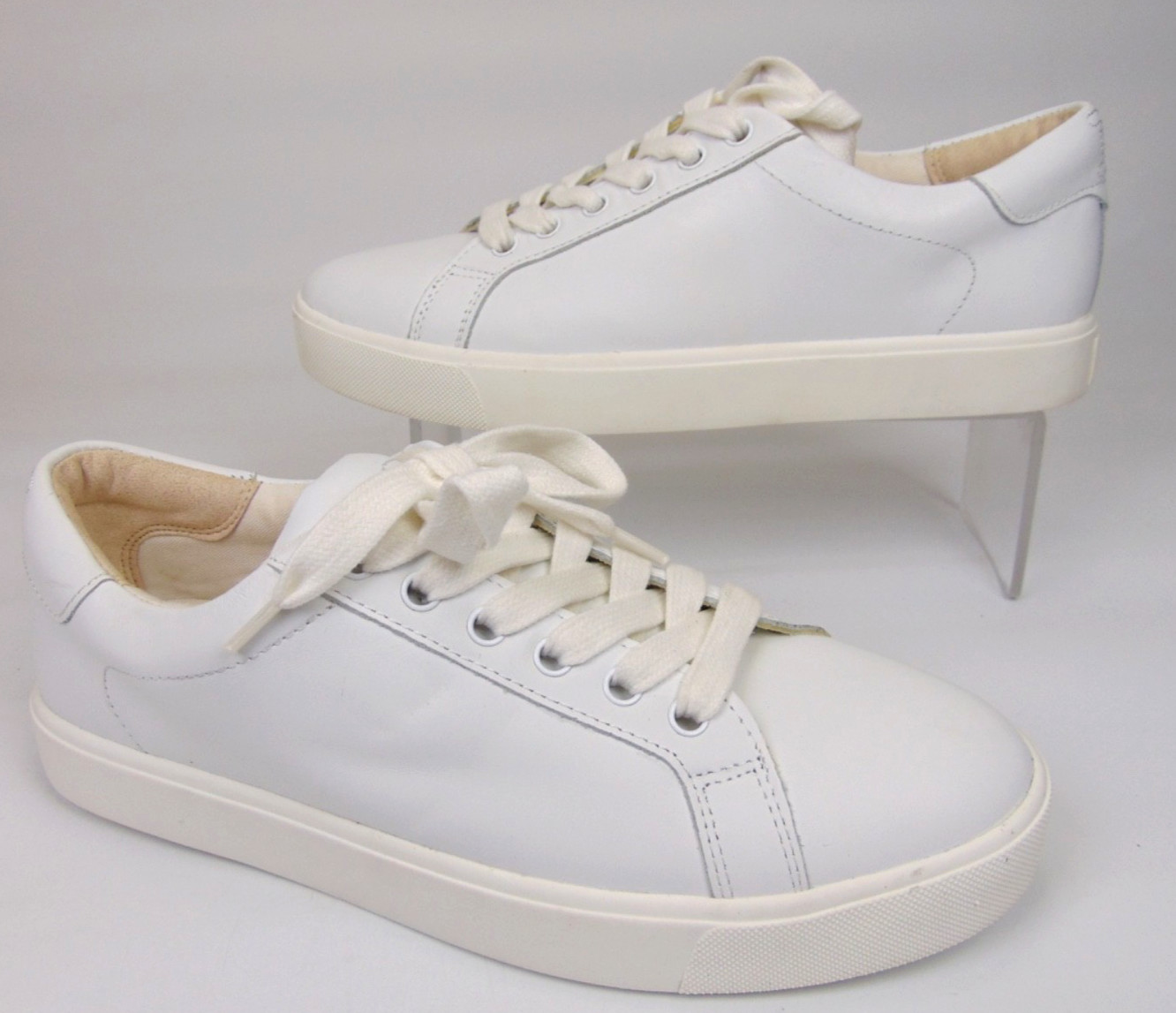 NEW! Sam Edelman Ethyl White Leather Low Top Fashion Sneaker Womens Size 8.0 Med