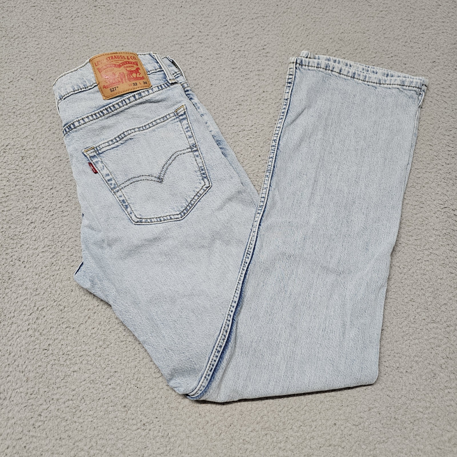 Levi’s 527 Slim Bootcut Jeans Men 32×34 (Fits 32X32) Stretch Light Blue Wash