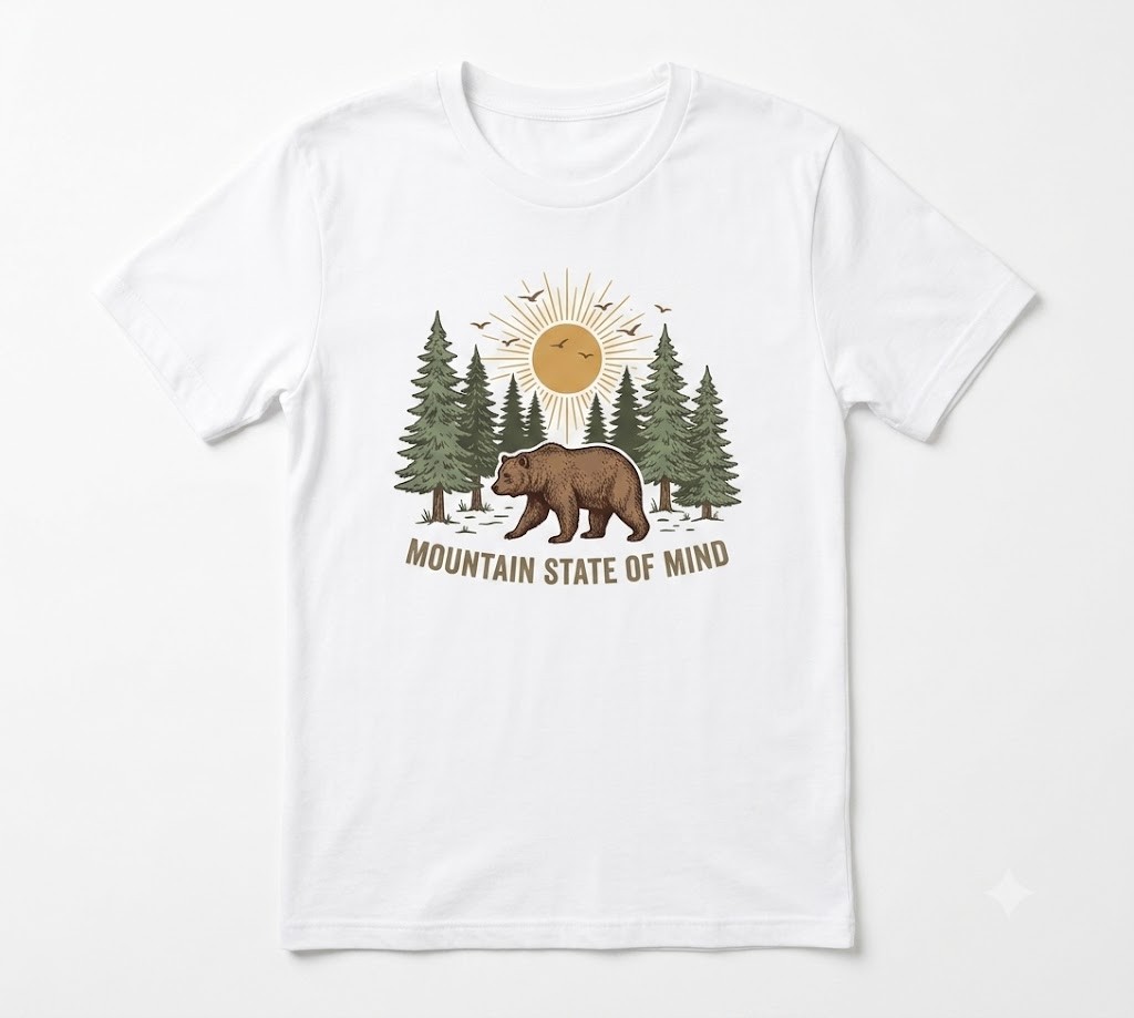 Nature Outdoor Adventure, Wilderness Bear Graphic White T-shirt