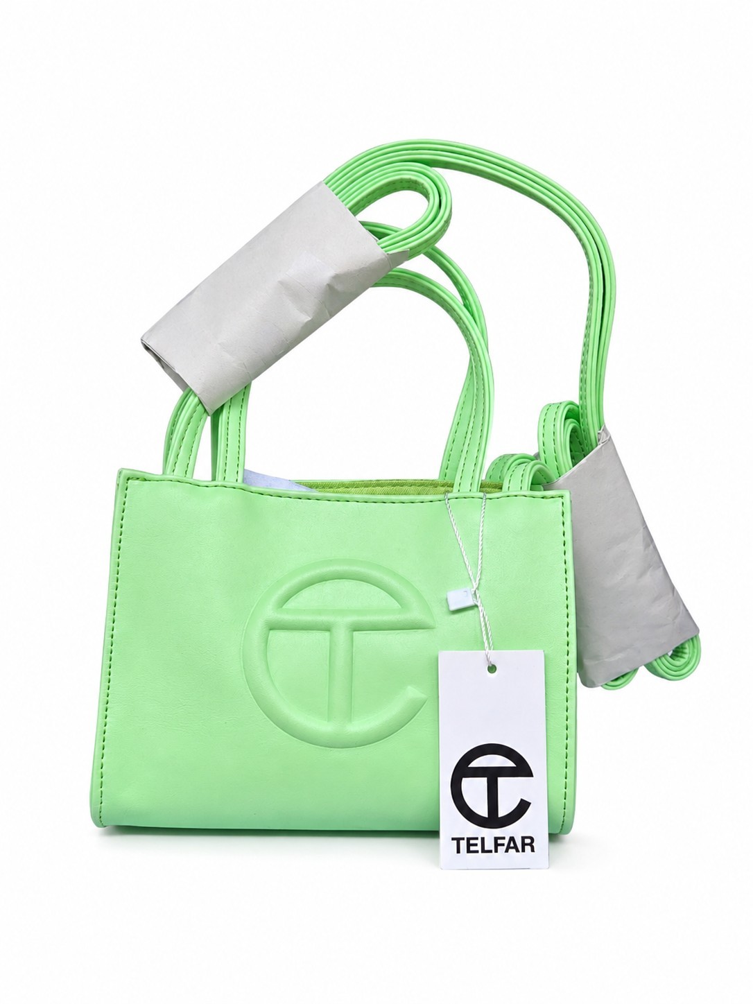 Telfar Small Double Mint Shopping Bag Green Logo Crossbody Tote NWT