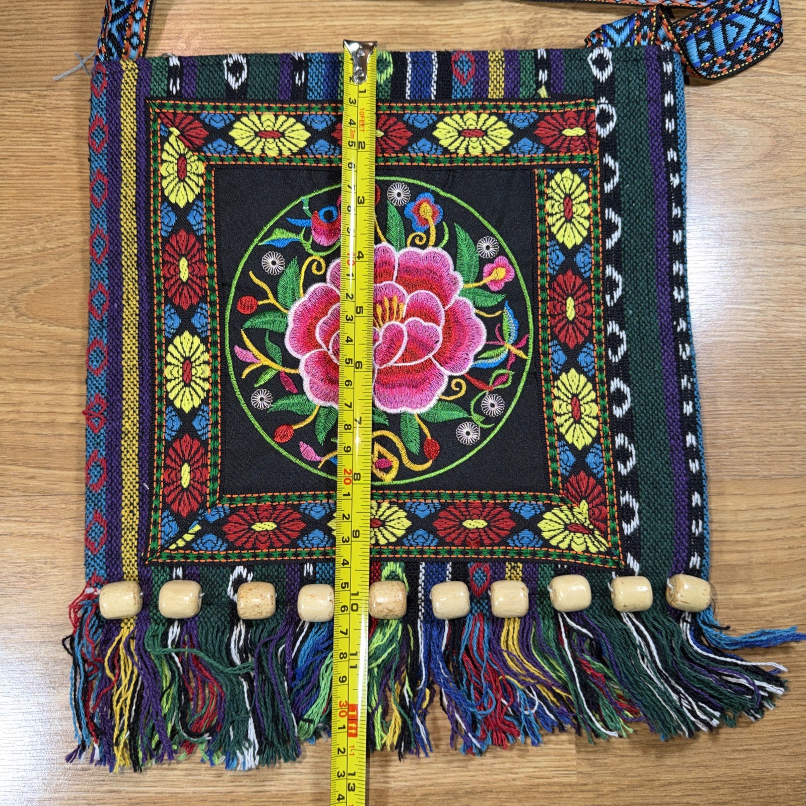 Ethnic Embroidered Shoulder Bag Tassel Sling Women Crossbody Boho Hippie Purse