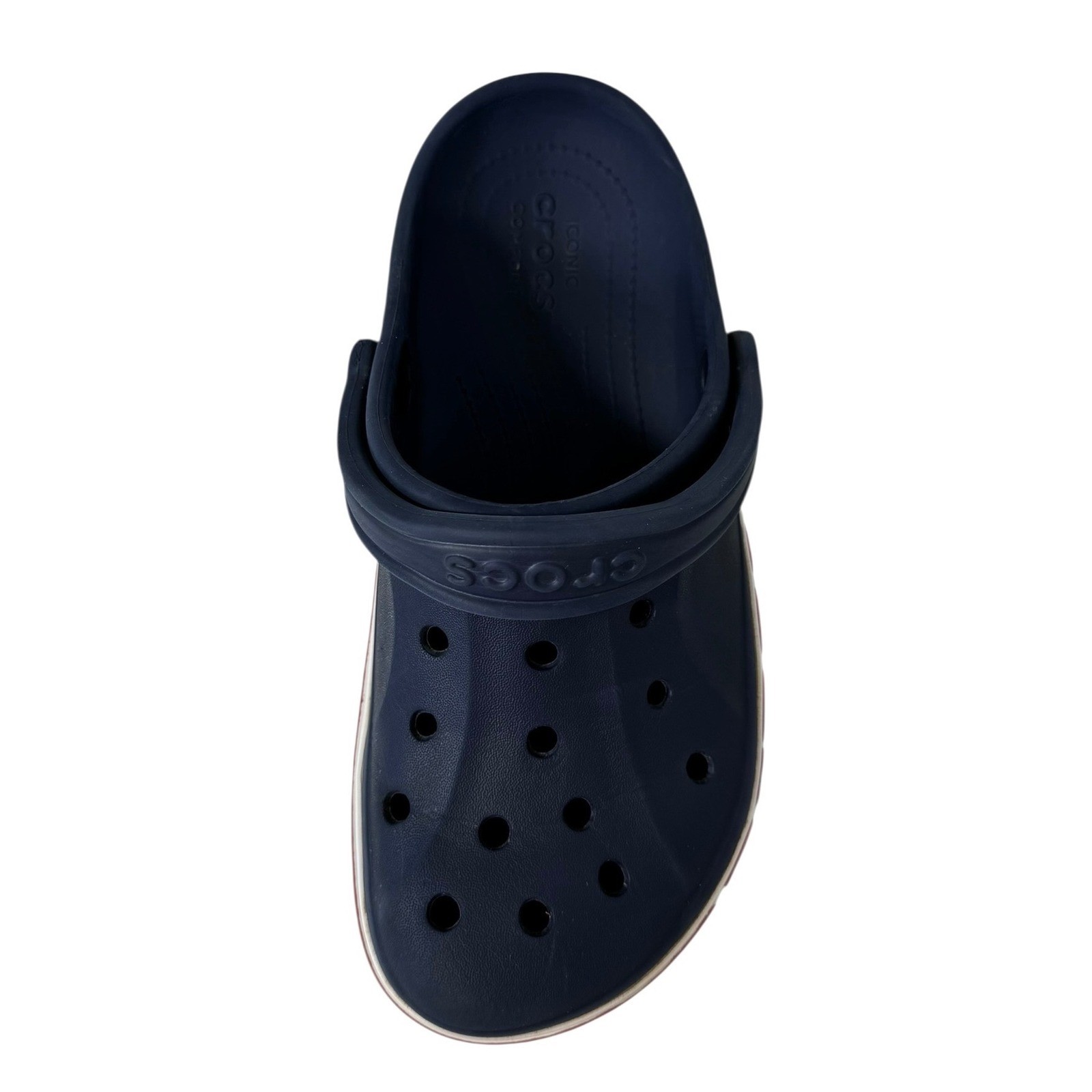 Crocs Bayaband Clogs Navy Blue White Red Mens 5 Womens 7 Unisex Slip On Shoes