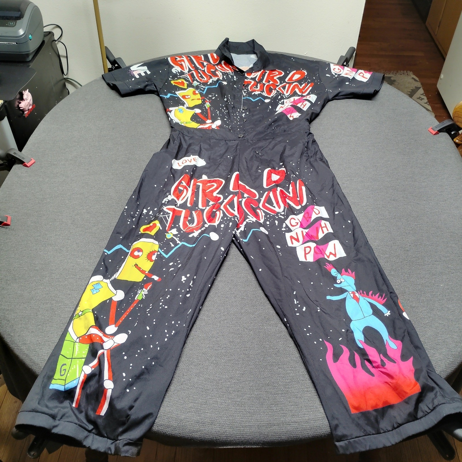 JSG Graffiti Cartoon Print Jumpsuit Size L Punk Streetwear Romper