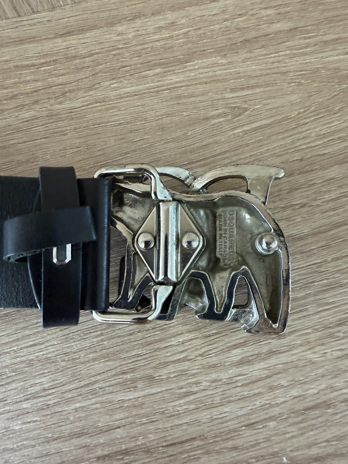 Dsquared2 Men’s Black Dress Belt Adjustable Silver-Tone Bear Buckle 70