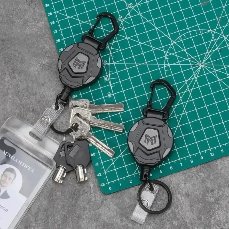 2Pack Heavy Duty Retractable Keychain, Tactical ID Badge Holder Reel Carabiner C