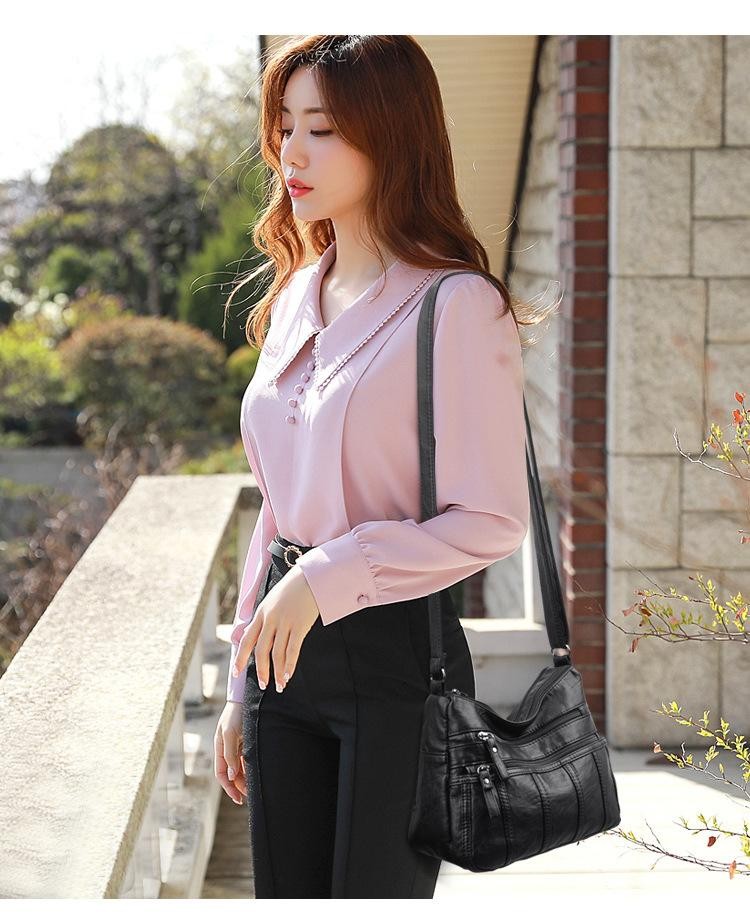 Women’s Soft Leather Crossbody Bag, 2025 Retro Multi-pocket Shoulder Handbag