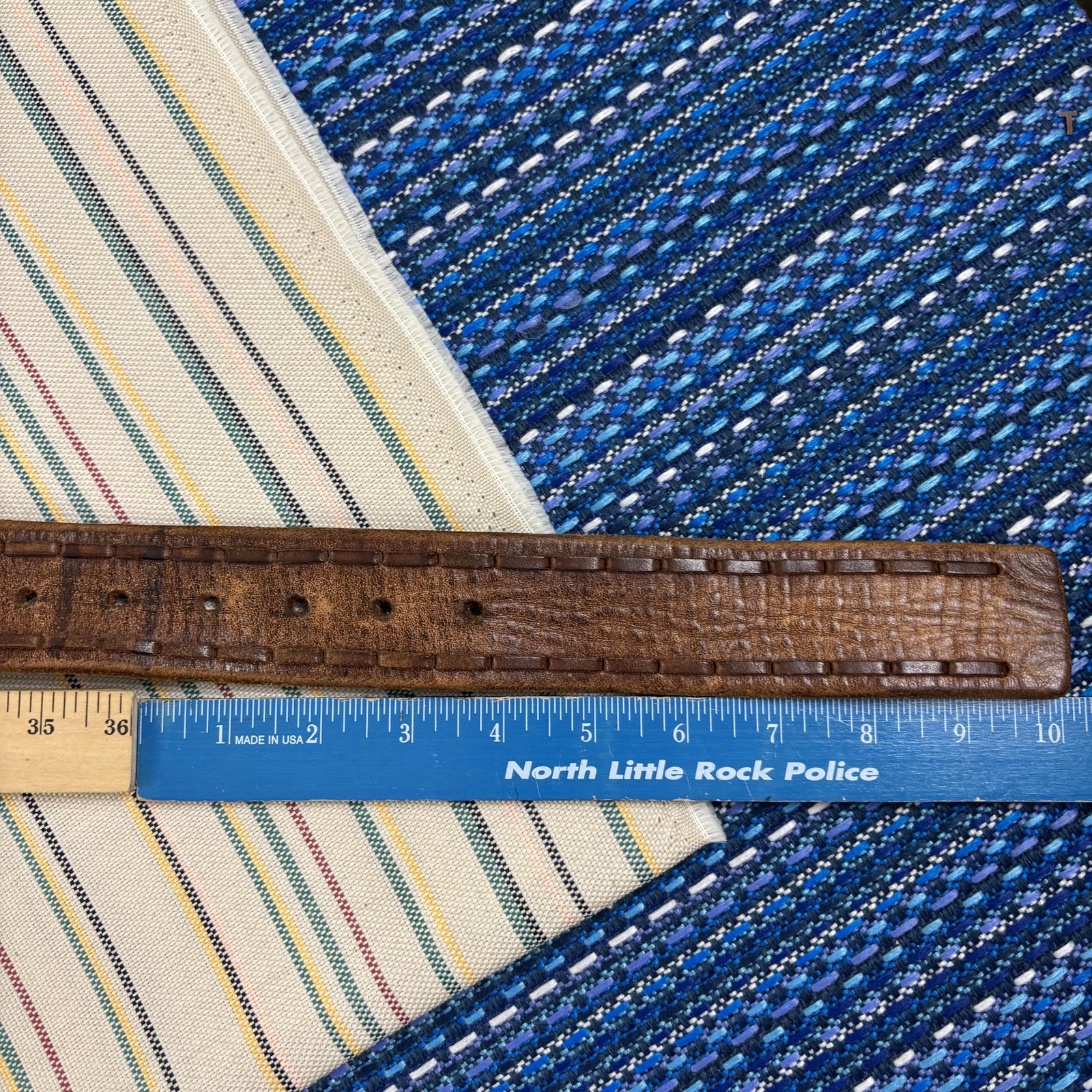 Western Leather Belt Mens 32 Brown Italian Braided B Initial Silver Oval Buckle