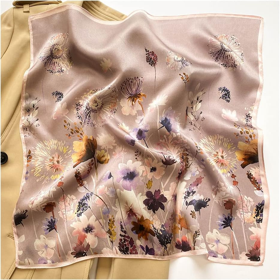 100% Real Mulberry Silk Women Small Square Neck Scarfs 21″ Lightweight Headscarf