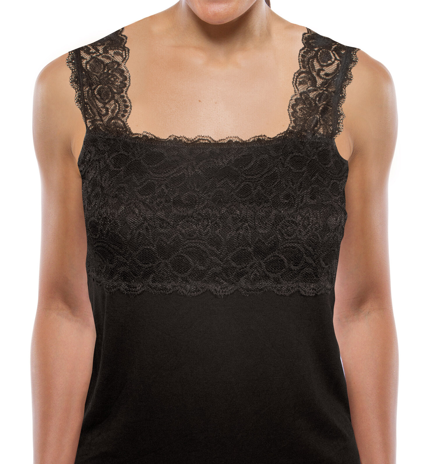 Women’s Jersey Knit and Lace Layering Camisole Tank Top by Teri Lingerie