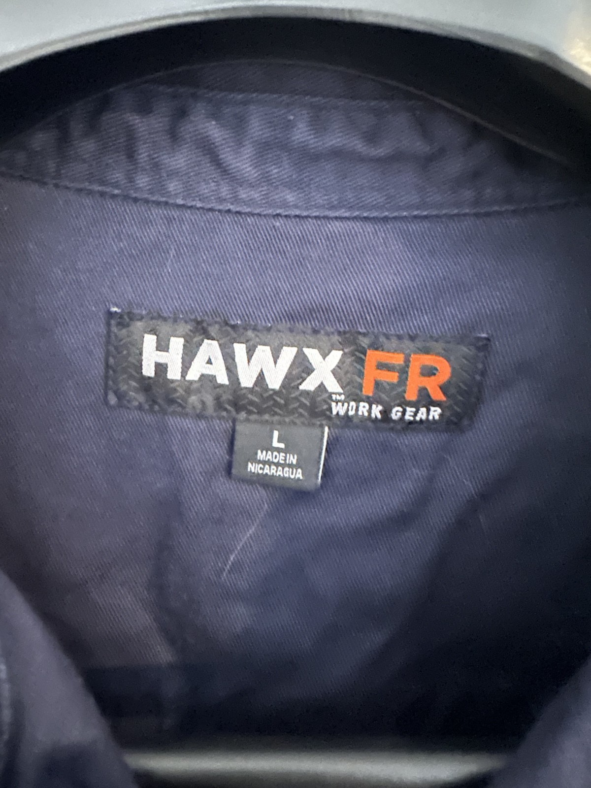 Hawx FR Flame Resistant Shirt Mens Large Blue Work Gear Long Sleeve