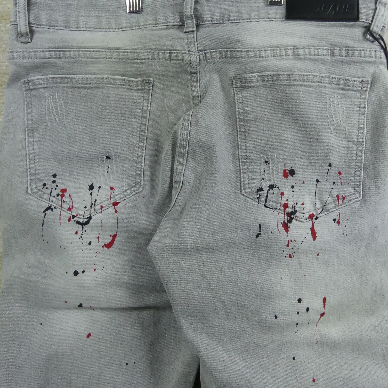 Jeans Mens 32×32 Blue Distressed Paint Splatter Whiskering Streetwear