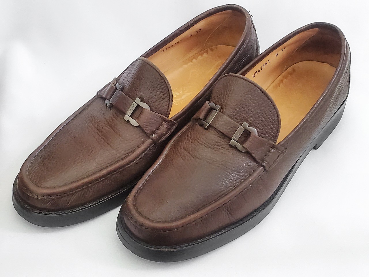 Salvatore Ferragamo Men’s Size 12D Gancini Brown Leather Dress Loafers Shoes