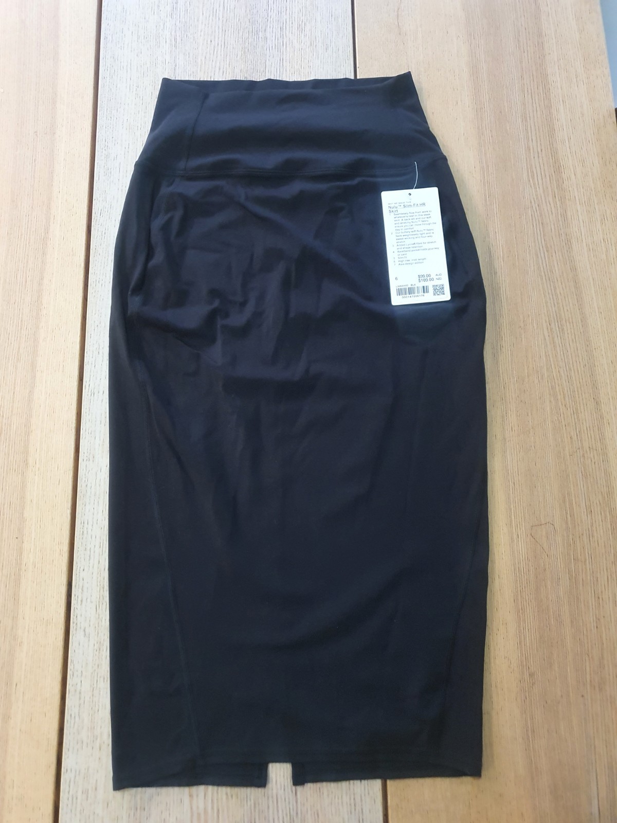 Lululemon Nulu Slim-Fit HR Skirt Black High Rise Midi Size 6 AUS NWT