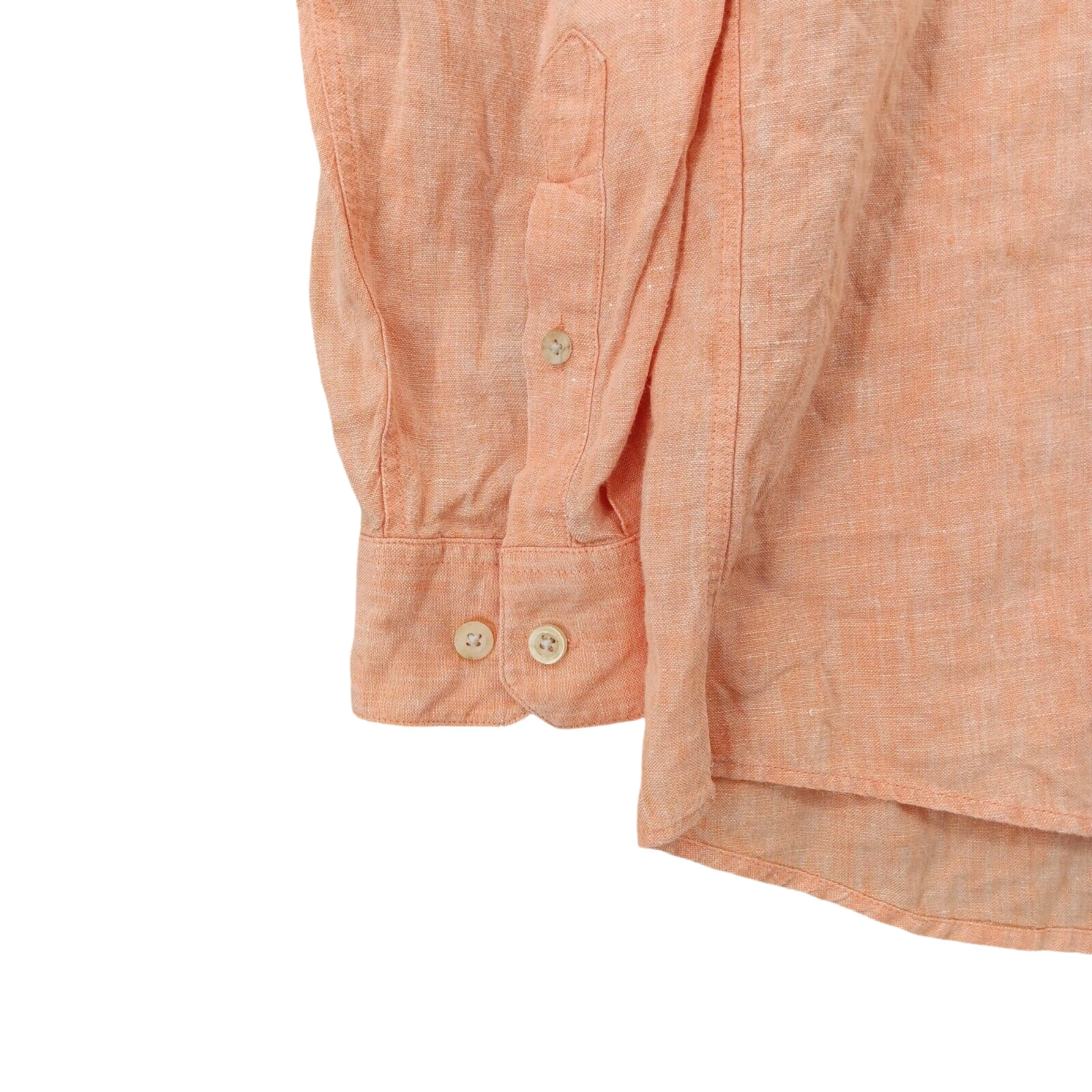 Bowen & Wright Shirt Mens Medium Orange 100% Linen Button Up Long Sleeve Casual