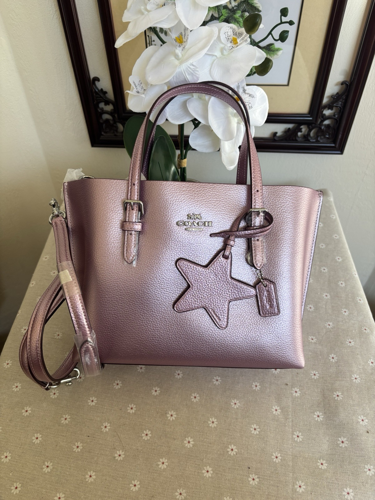 Coach Mollie Tote Bag 25 In metallic pink