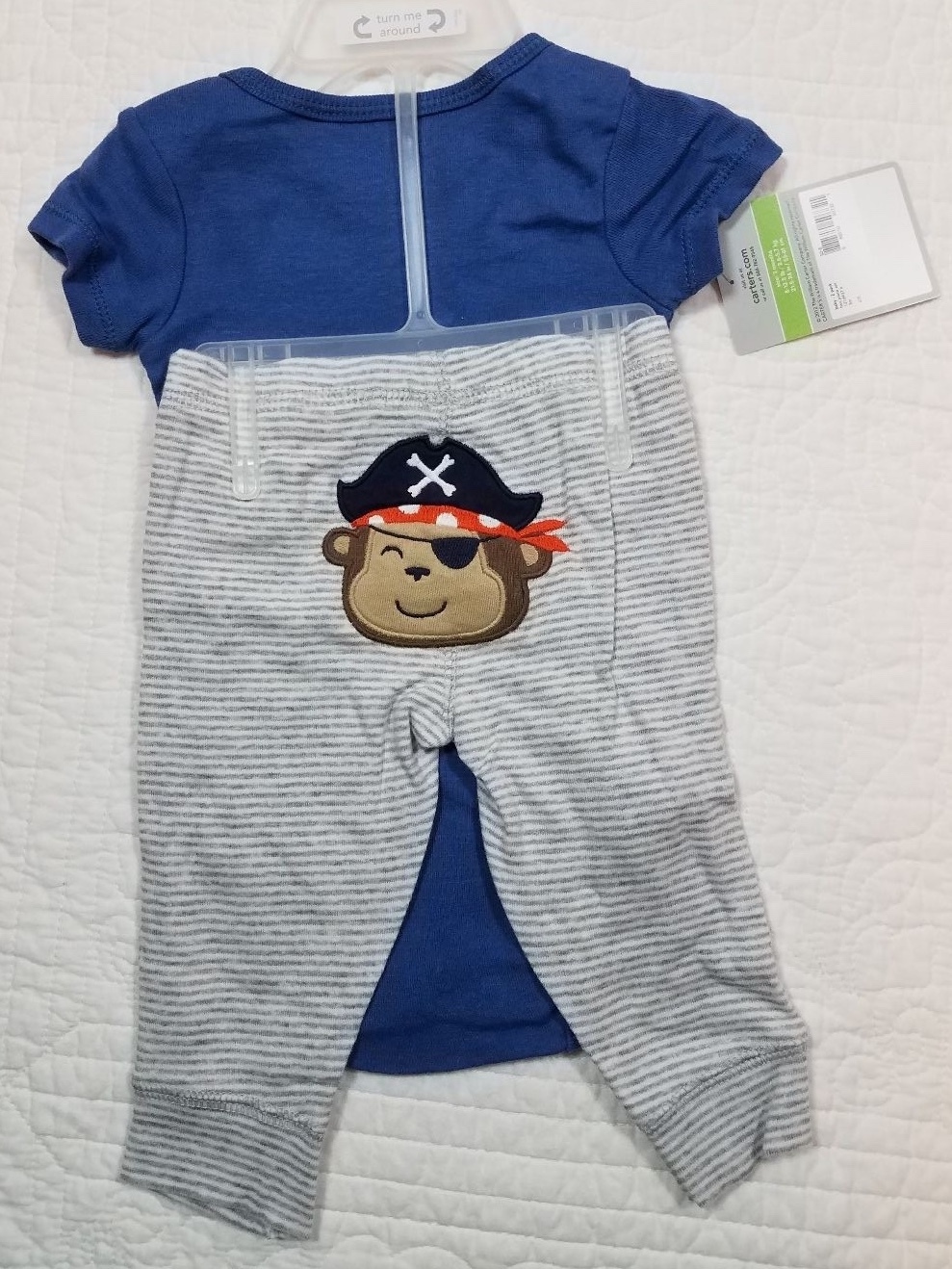 NEW CARTERS BABY BOYS 2 PIECE SET TURN ME AROUND CAPTAIN ADORABLE SIZE 3M,6M,9M