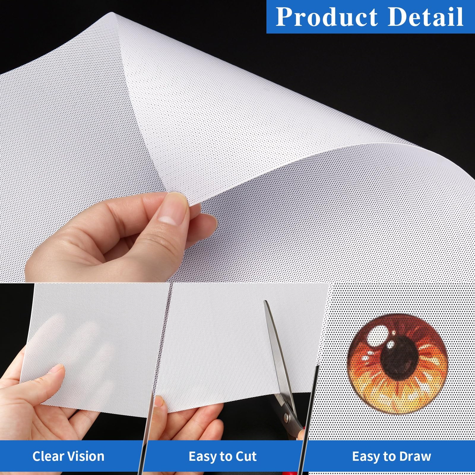 10 Pcs 0.5mm Fursuit Eye Mesh White PVC Mesh Sheet 11.8″x7.87″