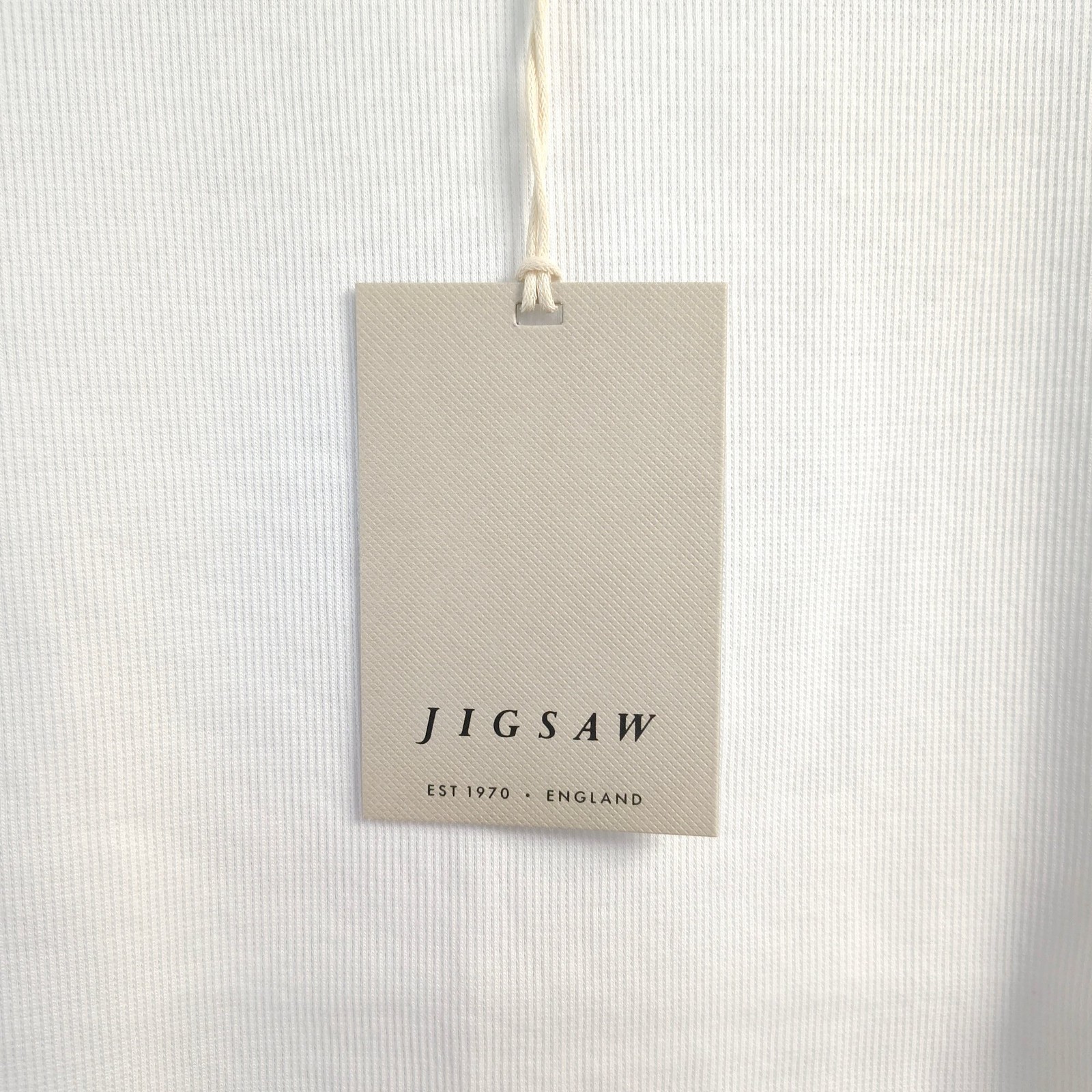 Jigsaw White Ribbed Crew-Neck T-Shirt Size XL 97% Cotton