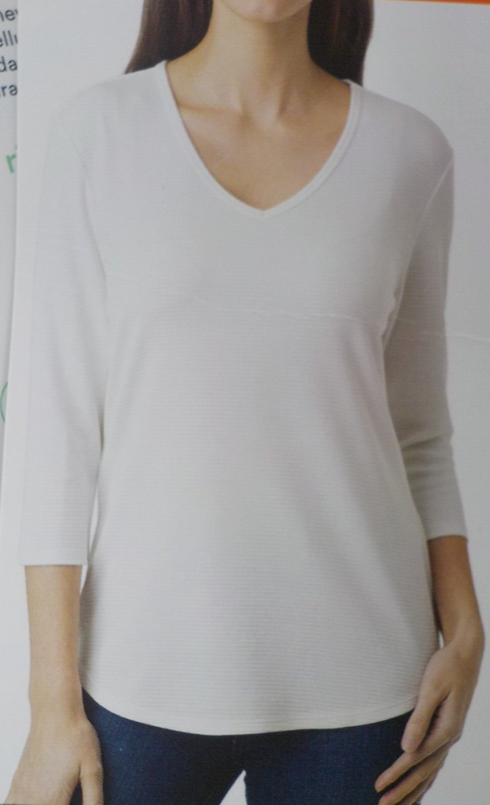 Seg’ments Essentials For Women Shirt SZ XXL White 3/4 Sleeve V-Neck Blouse Top