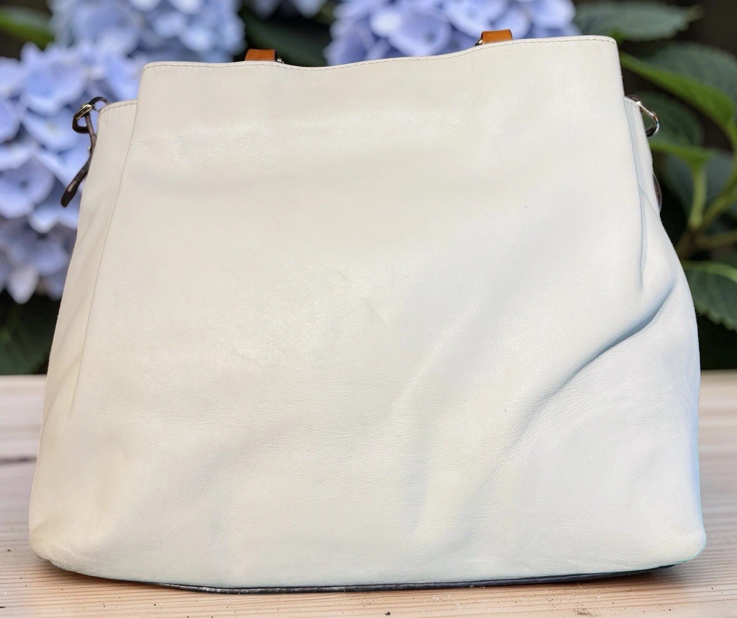 Dooney Bourke Bone Off-White City Barlow Smooth Leather Large Satchel Bag