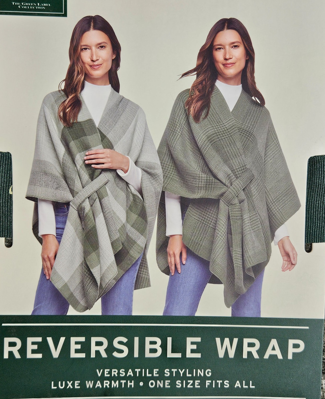 Wrap Green Reversible Machine Wash Women’s One Size By Woolrich MSRP 79.00
