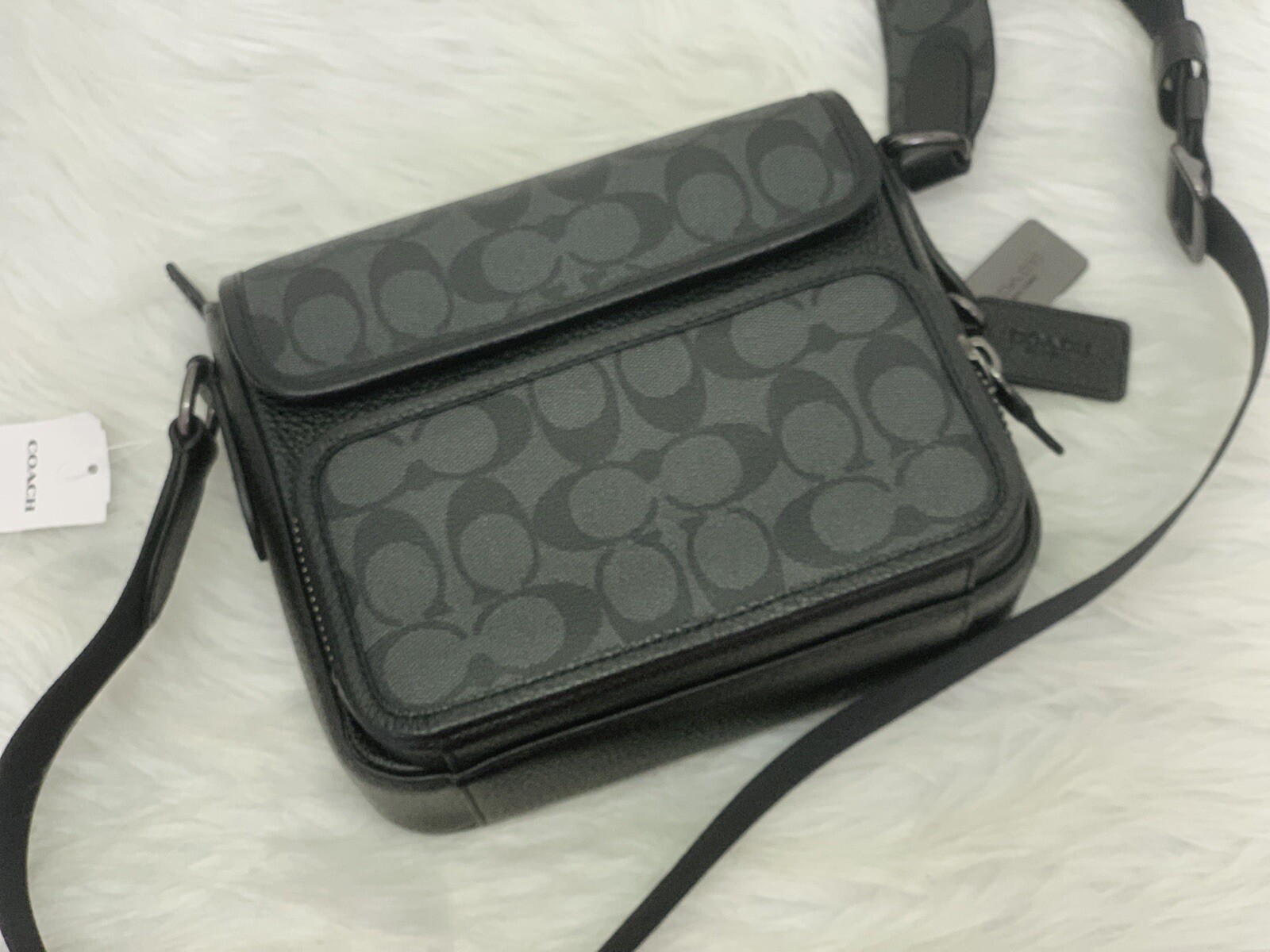 Coach C9870 Sullivan Flap Crossbody In Signature Canvas IN Black Charcoal