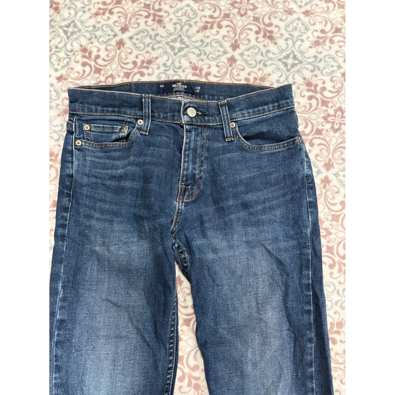 Hollister Mens Slim Straight Epic Flex Jeans Blue Wash W29 L32