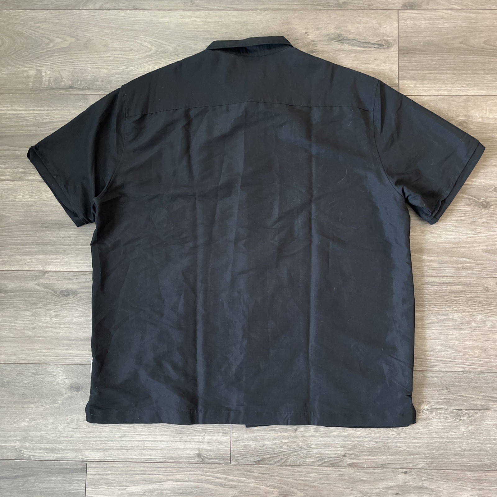 Cubavera Mens 2XL Button Up Short Sleeve Shirt Black Embroidered