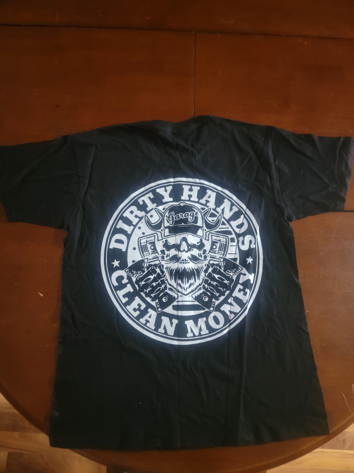 Dirty Hands Clean Money Mechanic Garage Skull Graphic T-Shirt Mens M Black Tee