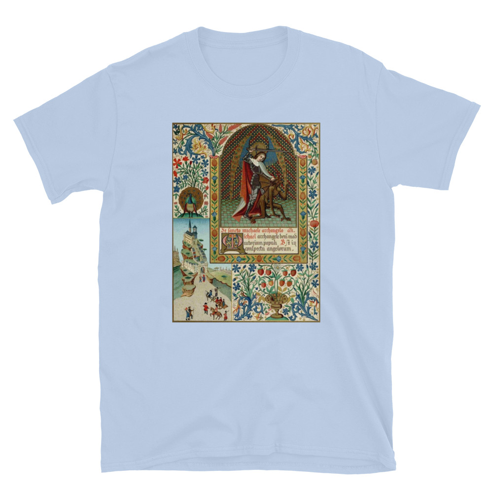 Archangel Michael vs Devil Medieval Gothic Illuminated Art Graphic T-Shirt
