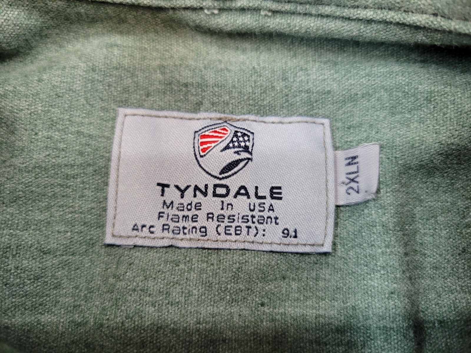 Tyndale FR Button Shirt Mens 2XLN Green Flame-Resistant CAT 2 ARC Rating 9.1 USA