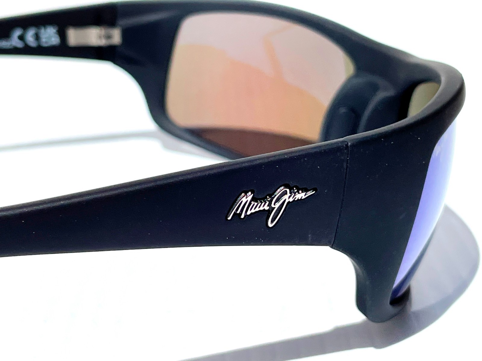 NEW Maui Jim PEAHI Matte Black Rubber POLARIZED Blue GLASS Lens Sunglass B202-2M
