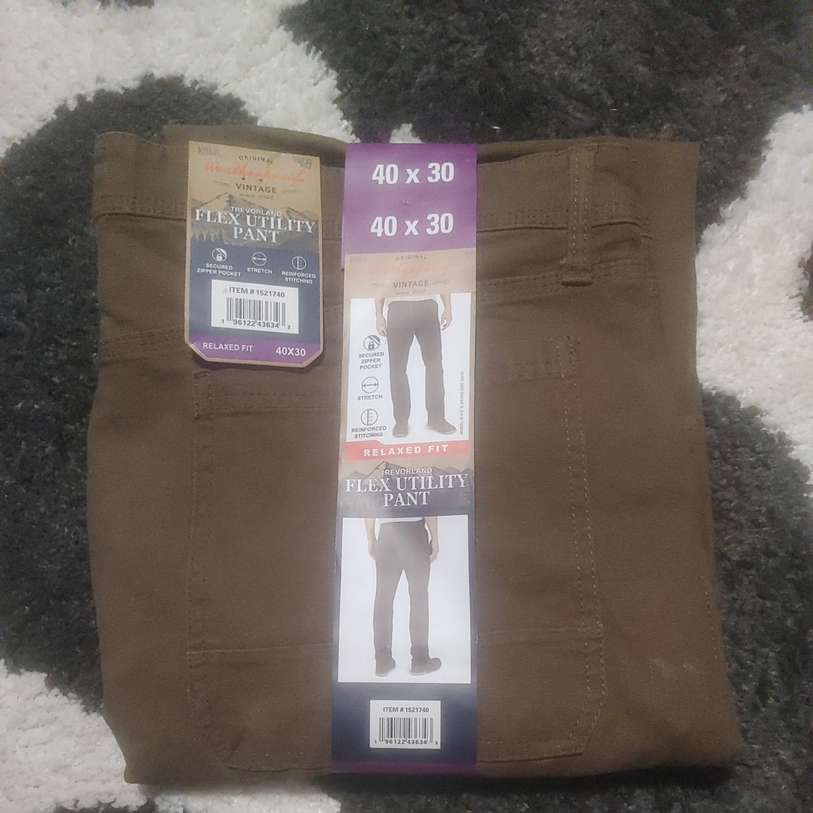 Weatherproof Stretch Canvas Flex Utility 40×30 Men’s Pant brown
