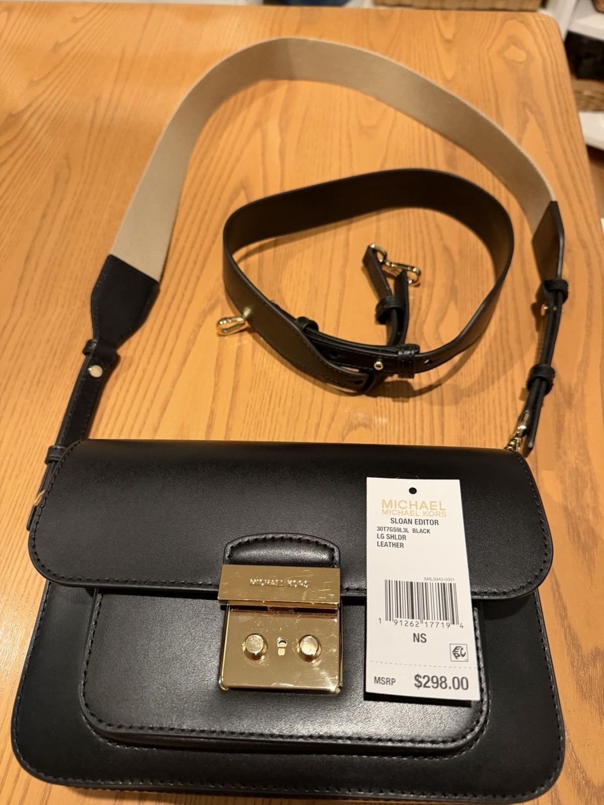 Pre-Owned Michael Kors Sloan Editor Leather Shoulder/Crossbody Bag In Black
