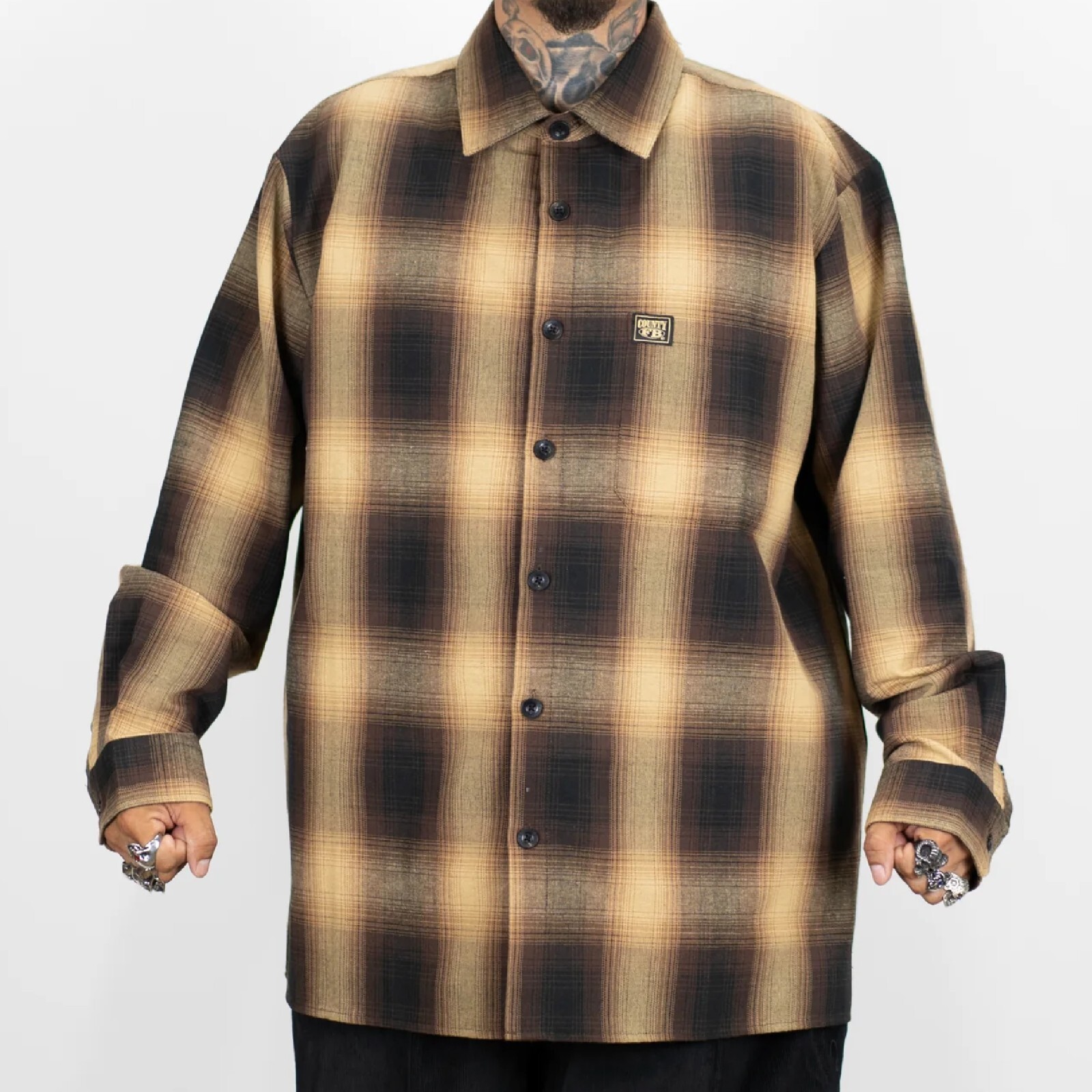 FB COUNTY MENS CHECKER LONG SLEEVE SHIRTS FBCOUNTY FLANNEL BUTTON SHIRT S-3XL