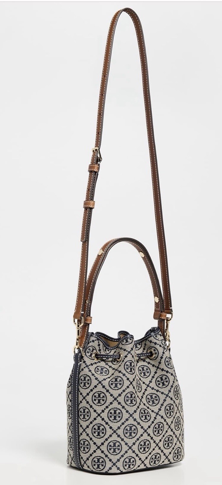 Tory Burch NWT T Monogram Bucket Bag In Tory Navy Style #181372 New