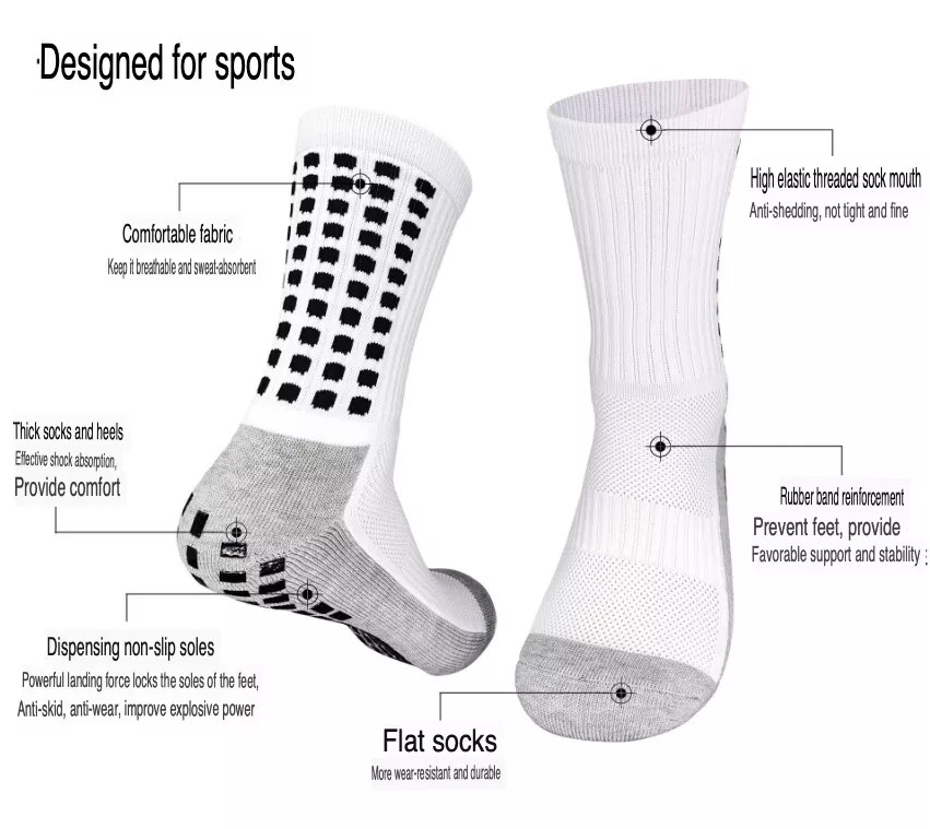 E3 ATHLETE MAX Grip Crew Socks, Men’s, Anti-Slip, Soccer, Football, Basketball